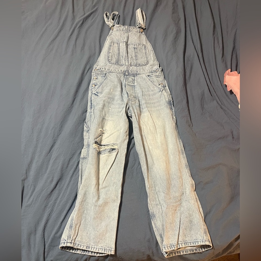Zara Denim Overalls Sz S Baggy Fit
